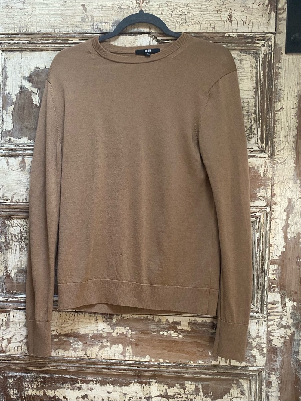 UNIQLO Tan 100% Wool Crewneck Sweater, Size M